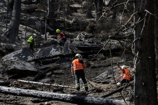 L'incendie de forêt près de Bitsch (VS) s'est stabilisé, les pompiers cessent peu à peu leurs travaux.